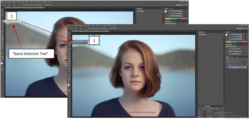 Image 4: Quick selection option to select your photo in Photoshop