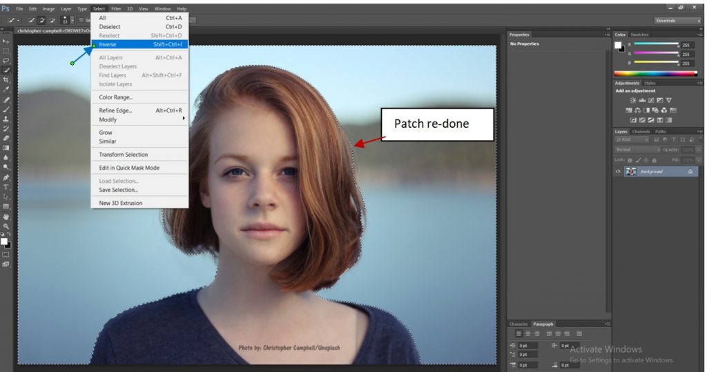 Image 8:  Select and Inverse in Photoshop