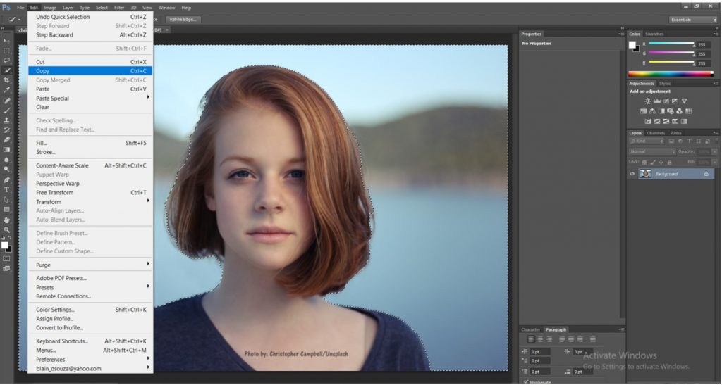 Image 9: Edit - Copy for selected picture in Photoshop