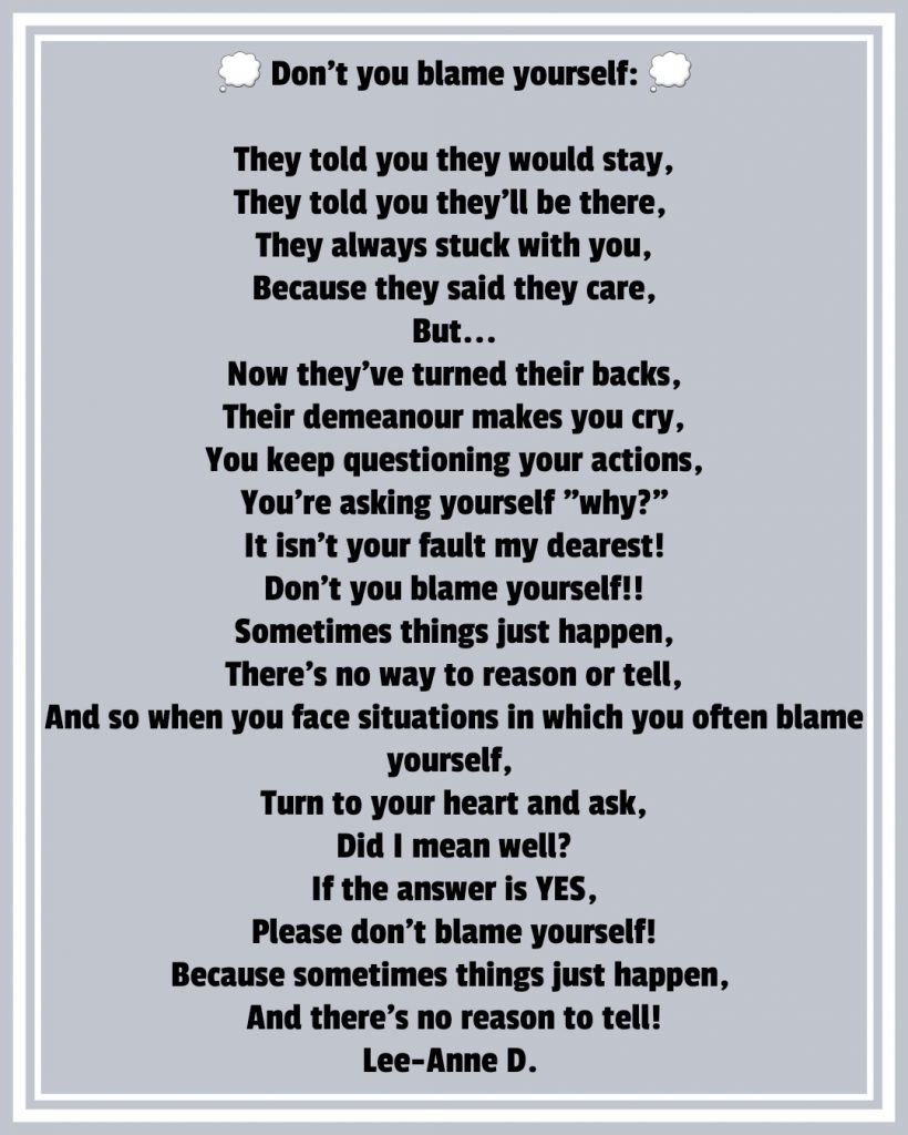 Poem Don T You Blame Yourself